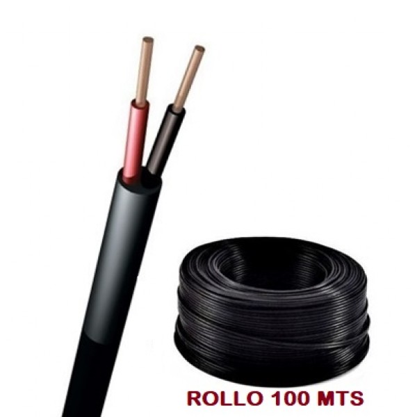 Cable Manguera Negra 2x0,50mm Rojo-Negro, Rollo 100 mts